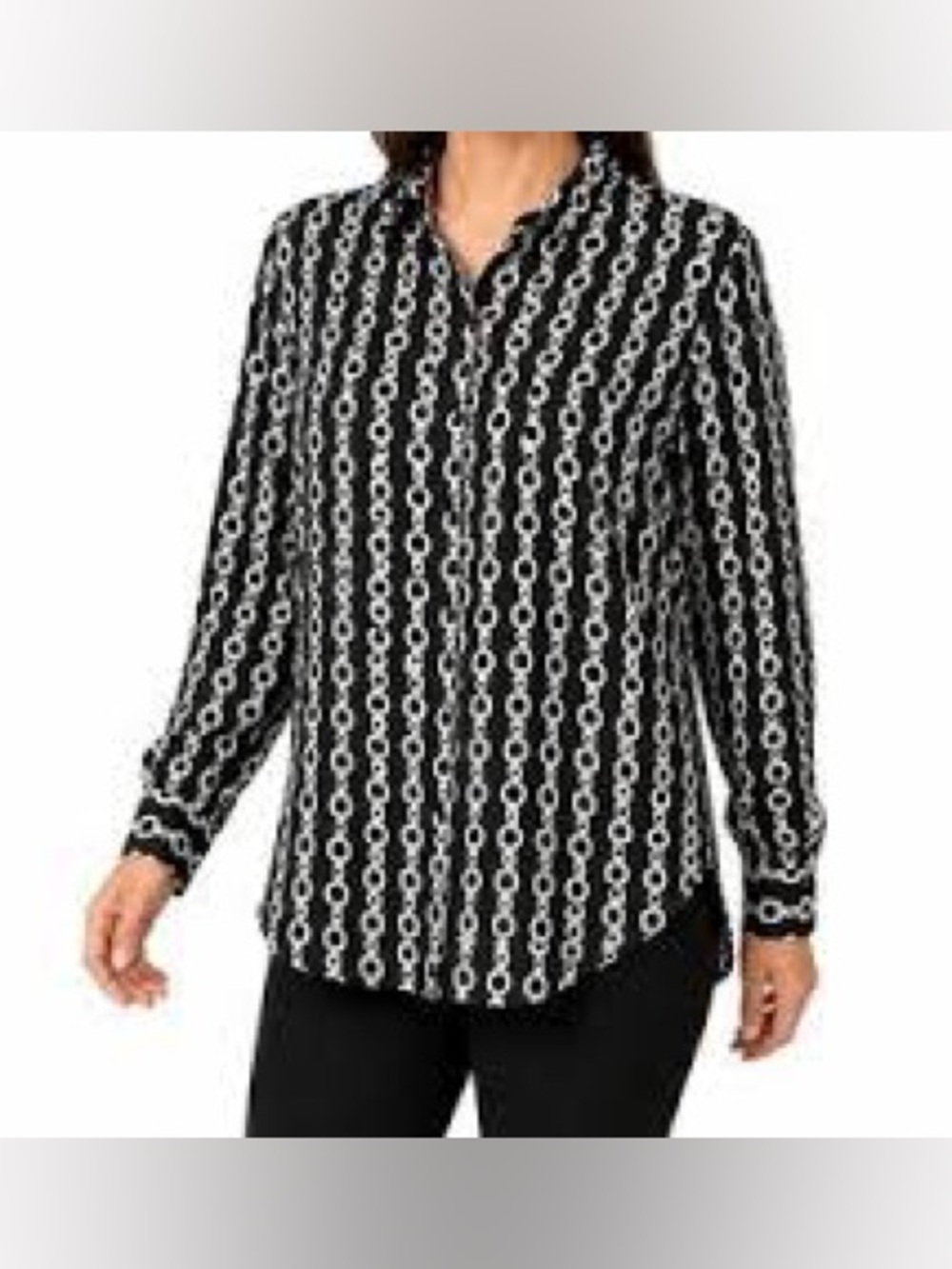 ✨ Zara Black & White Chain Print Button-Down Tunic / Shirt Dress (Size M) ✨